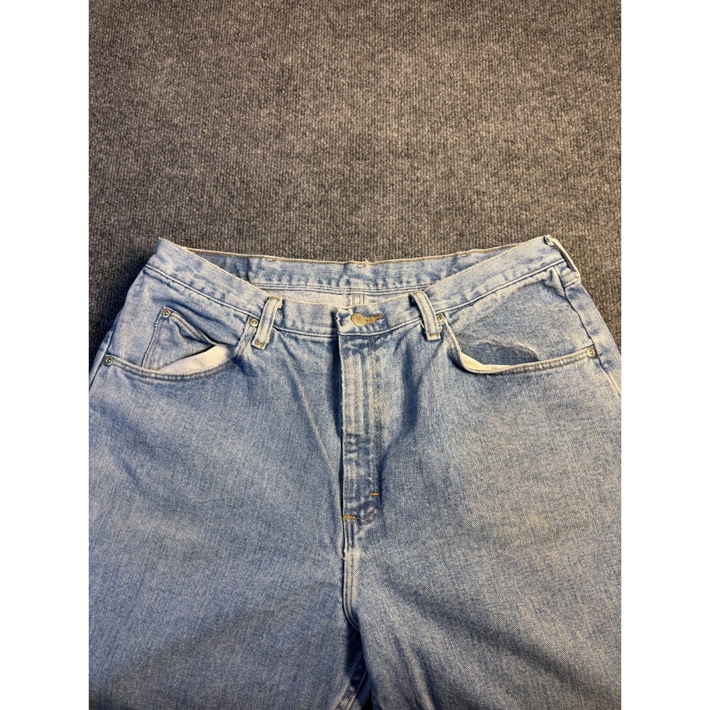 Wrangler Straight Jeans Mens 36x34 Blue Denim Low Waist High Rise Medium Wash - Picture 5 of 10